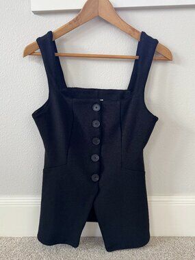 NWOT Anthropologie Maeve Black Tailored Stretchy Button Front Top | XS